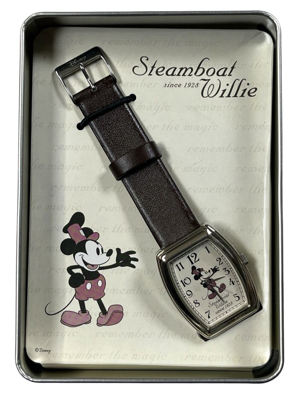 2004 Disney Mickey Mouse Steamboat Willie Wrist Watch 75th Anniversary Tin NIB
